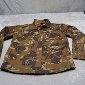 Saga Outerwear Shirt Jacket Mens Medium Camo Woodland Canvas Quilt Lined Utility